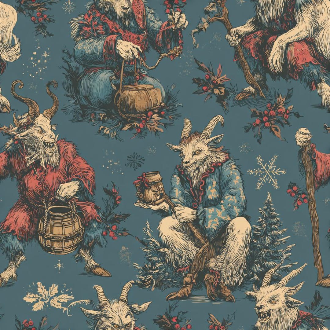 Krampus Christmas Wrapping Paper | Dark Holiday Gift Wrap | Alpine Folk ...
