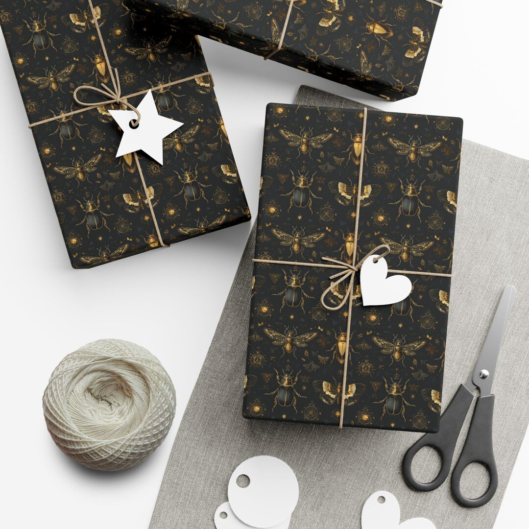 Gothic Insect Wrapping Paper | Victorian Beetle Gift Wrap | Dark ...