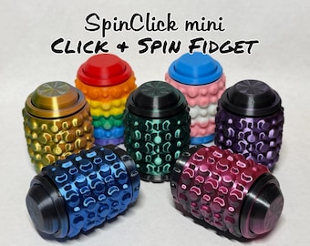 SpinClick mini - PEBBLED Sensory Fidget Spinner Clicker Keychain, Clicky Three in One!
