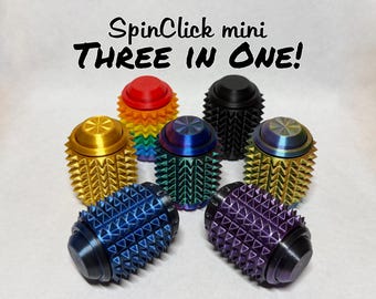 SpinClick mini - SPIKY Sensory Fidget Spinner Clicker Keychain, Clicky Pain Stim Three in One!