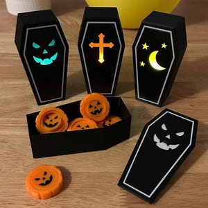 3D Printed Coffin Storage Box with Swappable Colors for Halloween