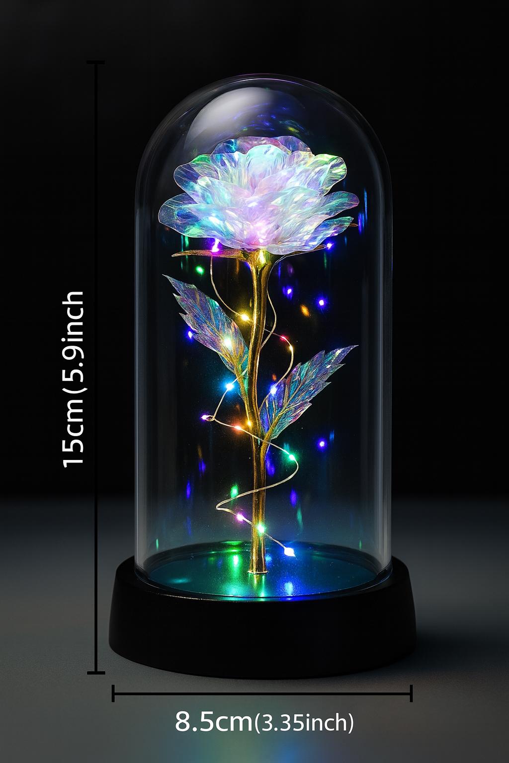 Lighted Roses Under Glass Eternal Rose Light in Glass Dome β LED Luminous Flower Decoration ...
