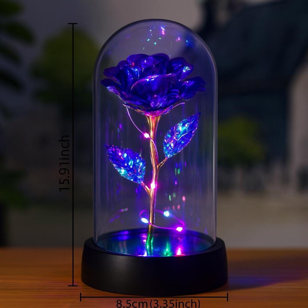 Eternal Rose Light in Glass Dome – LED Luminous Flower Decoration ...