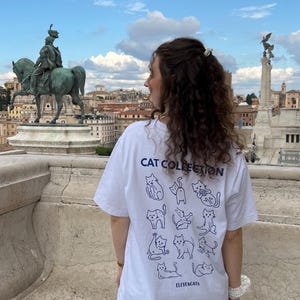 Cat Collection T-Shirt | Unisex (Relaxed Fit) T-Shirt for Cat Lovers | Graphic tee with backprint | Funny Cat Shirt | Cat Aesthetic T-Shirt image 1