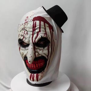 Scary Killer Clown Mask – Bloody Horror Cosplay, Creepy Halloween Costume Prop with Hat