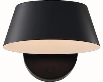 Applique da parete nera, lampada in ottone stile metà secolo con interruttore dimmerabile.