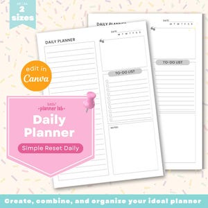 Minimal Daily Planner Printable | Reset Daily Planner A5 A4  | Editable Canva Template | Simple Planner Pages | Minimalist Organizer