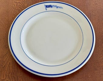 Vintage amerikansk marin kaptenens matsal lunch- eller mellanstor middagstallrik – Shenango Kina servis servis Militaria