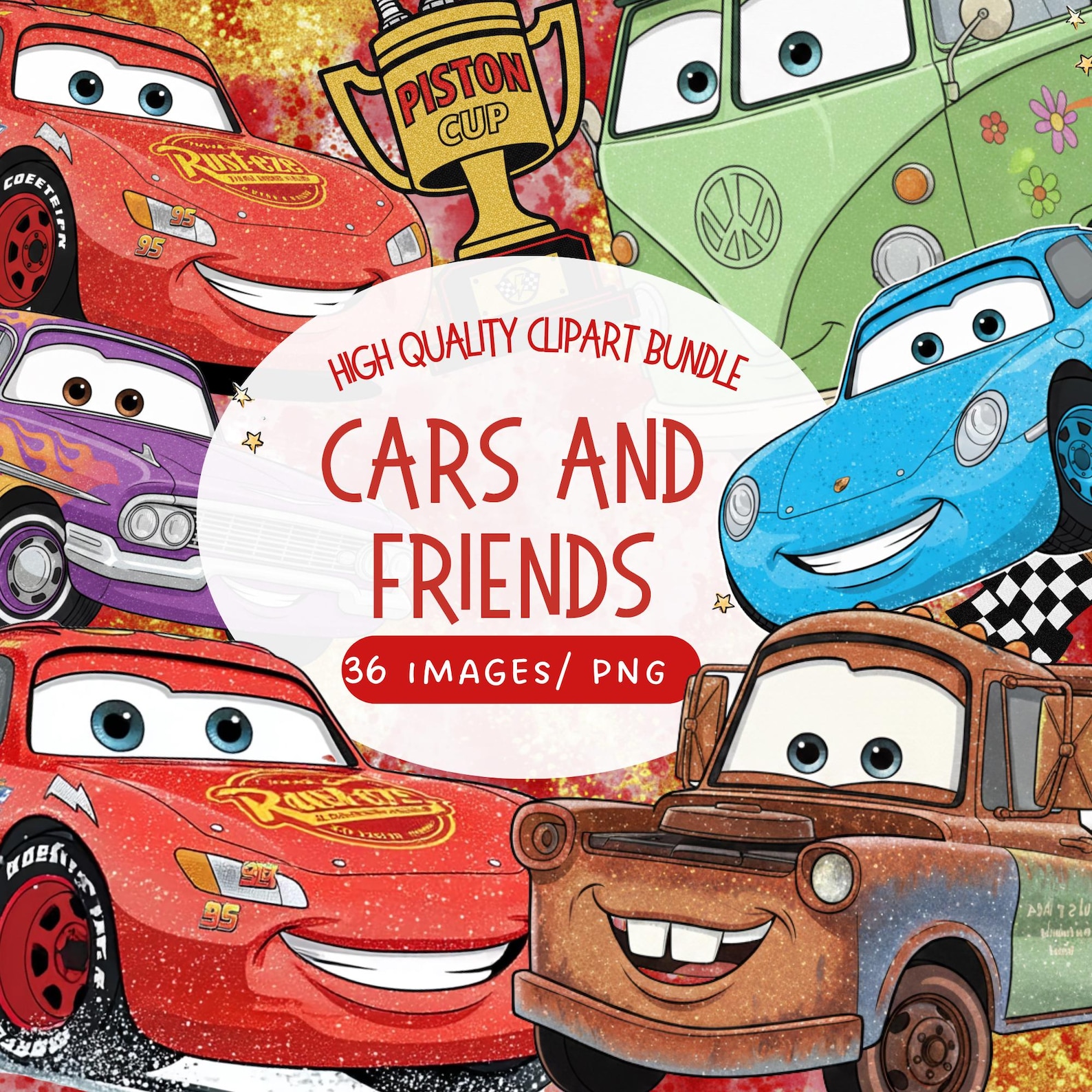 Paquete de imágenes prediseñadas de Rayo McQueen / Dibujos animados de ...