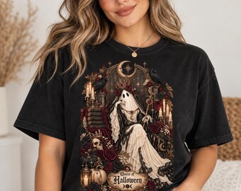 Duch gotyckiej królowej Halloween PNG, wiktoriańska sublimacja kwiatowa (pobranie cyfrowe)