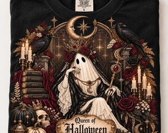 Gothic Queen of Halloween Ghost PNG, Victorian Floral Sublimation (Digital Download), Free Gift