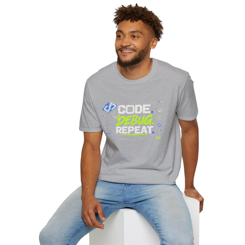 Code Debug Repeat T-Shirt | Programmer Coding Tee, Dev Humor image 4