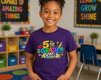 5th Grade Club T-Shirt | Colorful School Kids Design, Back-to-School Tee