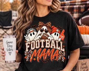 Koszulka Football Mama | Cheer Mom, nadruk Ghosts & Bats (100% bawełna)