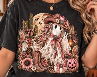 Koszulka z motywem dyni Western Ghost | Ilustracja na Halloween z jesiennych zbiorów
