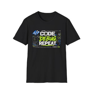 Code Debug Repeat T-Shirt | Programmer Coding Tee, Dev Humor image 2