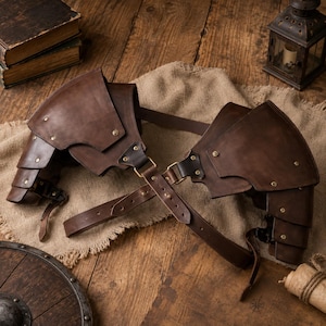 Mittelalterliches Schulterpanzer-Set aus Leder, Wikinger-Ritterrüstung, verstellbare Schulterstücke im Steampunk-Cosplay-Stil