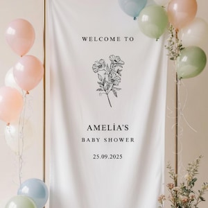 Babyparty Willkommensschild, personalisiertes Stoff-Babypartyschild, benutzerdefinierte Babypartyschild, benutzerdefinierte Babypartydekor