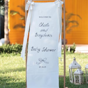 Personalisiertes Stoff-Babypartyschild, individuelles Babypartyschild, Willkommensschild für Babyparty, individuelles Babypartydekor