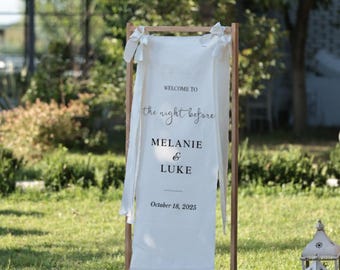 Personalized Linen Wedding Welcome Banner, Rehearsal Dinner Sign