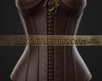 Top corsé steampunk de cuero marrón hecho a mano