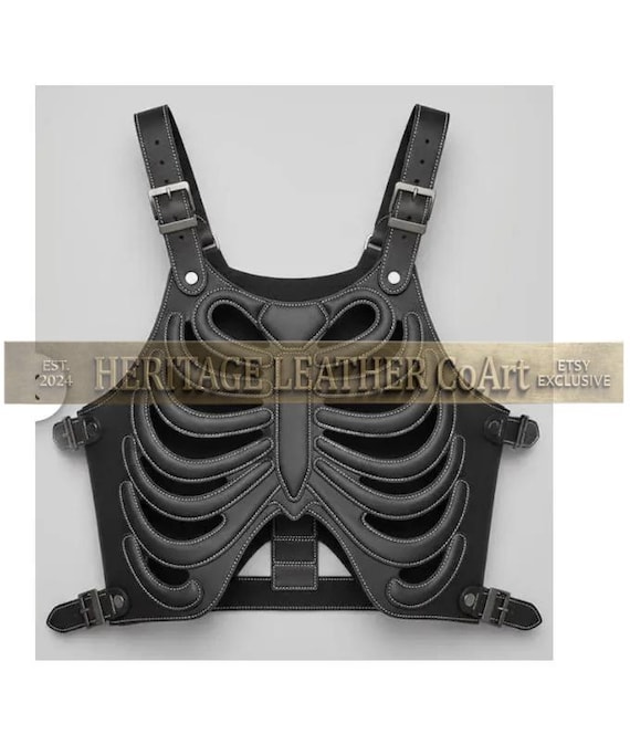 Gothic Ribcage Leather Chest Harness Vest - Etsy