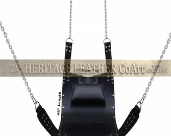Black Leather Suspension Sling Harness with Chains