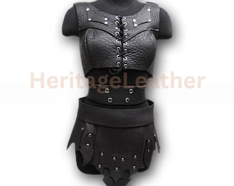 Black Leather Warrior Costume Set – Medieval Cosplay Outfit
