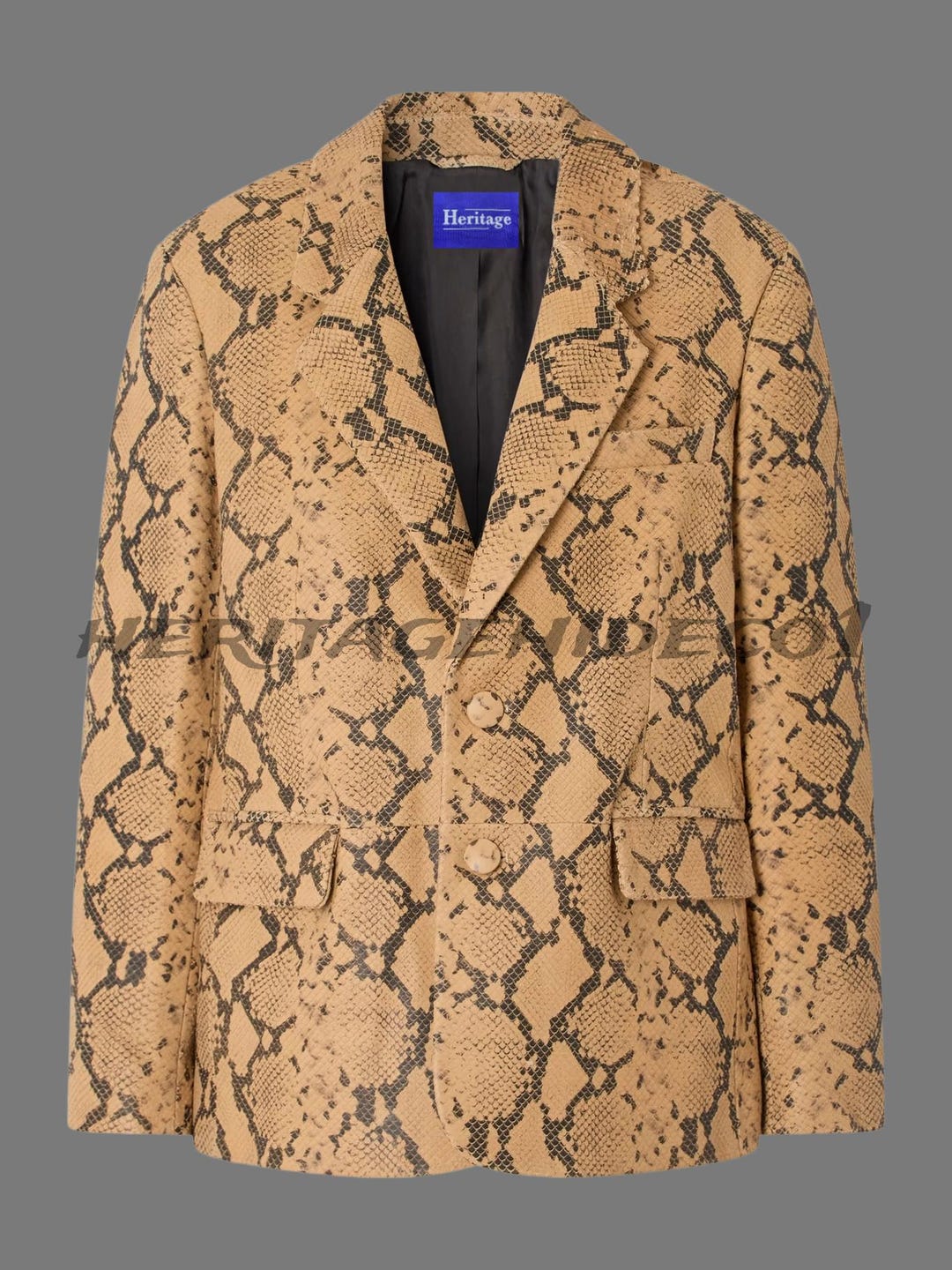 Snakeskin Print Leather Blazer – Vintage Python Jacket, Custom Made - Etsy