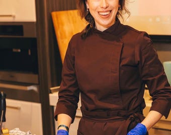 Conjunto de chaqueta de chef para mujer / Chaqueta de chef y delantal / Ajuste personalizado