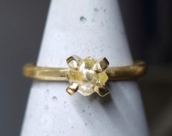 Yellow Diamond Ring, Raw Diamond Ring, 18k Gold Ring, Diamond Engagement Ring, Promise Ring, Unique Ring, Gifts for Her, Statement Ring