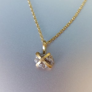 18k Gold Raw Diamond Necklace, Rough Diamond Pendant, Uncut Diamond Necklace, Fine Jewelry Necklace, Solitaire Diamond Necklace, Heart Charm image 10