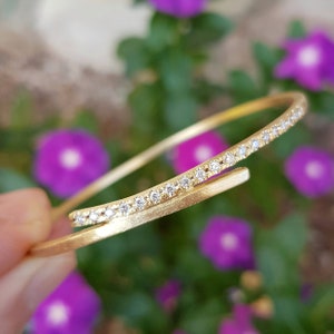 Diamond Bangle Bracelet, 18k Gold Bracelet, Gold Diamond Bangle, Solid Gold Bangle Bracelet, Simple Bracelet, Unique Christmas Gift image 6