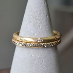 18k Gold Diamond Eternity Band, Textured Gold Ring, Wedding Ring, Diamond Stacking Ring, Anniversary Ring, Diamond Anniversary Band image 5