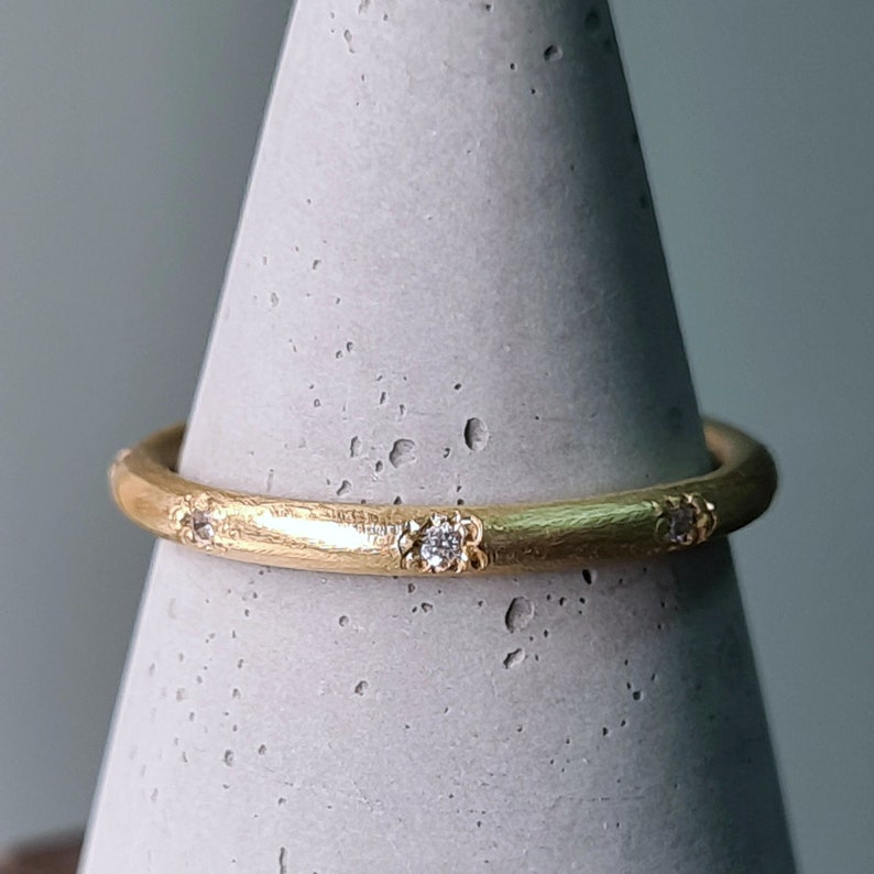 18k Gold Diamond Eternity Band, Textured Gold Ring, Wedding Ring, Diamond Stacking Ring, Anniversary Ring, Diamond Anniversary Band image 2