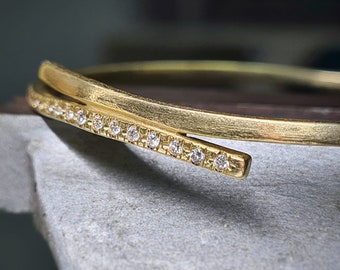 Diamond Bangle Bracelet, 18k Gold Bracelet, Gold Diamond Bangle, Solid Gold Bangle Bracelet, Simple Bracelet, Unique Christmas Gift