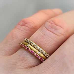 18k Gold Diamond Eternity Band, Textured Gold Ring, Wedding Ring, Diamond Stacking Ring, Anniversary Ring, Diamond Anniversary Band image 4