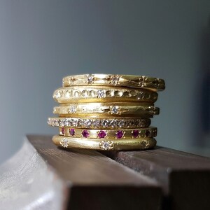 18k Gold Diamond Eternity Band, Textured Gold Ring, Wedding Ring, Diamond Stacking Ring, Anniversary Ring, Diamond Anniversary Band image 9