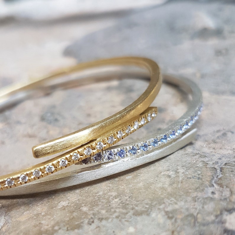Diamond Bangle Bracelet, 18k Gold Bracelet, Gold Diamond Bangle, Solid Gold Bangle Bracelet, Simple Bracelet, Unique Christmas Gift image 9