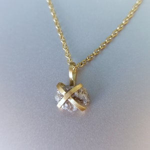 18k Gold Raw Diamond Necklace, Rough Diamond Pendant, Uncut Diamond Necklace, Fine Jewelry Necklace, Solitaire Diamond Necklace, Heart Charm image 5