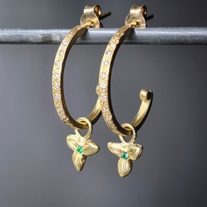 18k Gold Hoops, Unique Diamond Earrings, Diamond Hoop Earrings, Solid Gold Hoop Earrings, Fine Jewelry Earrings, Pave Diamond Hoops image 6