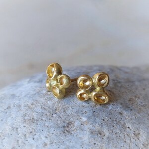 18k Gold Earrings, Wedding Earrings, Flower Earrings, Nature Inspired Jewelry, Botanical Jewelry, Solid Gold Stud Earrings, Unique Earrings image 2