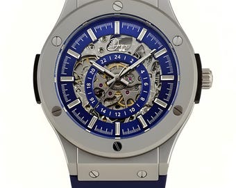 Stainless Steel Skeleton Watch - The 199 Blue by Dapper Watches