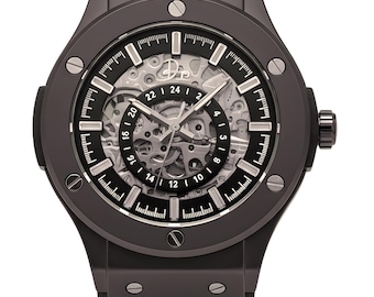 Stainless Steel Skeleton Watch - The 199 Gunmetal by Dapper Watches