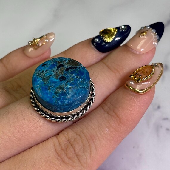 Vintage Chrysocolla Sterling Silver Ring – Southw… - image 7