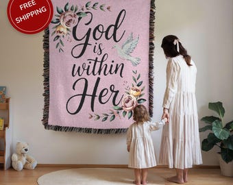 Bijbelvers geweven deken bloemen christelijk huisdecor schriftworp