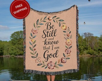 Bible Verse Woven Blanket Flower Wreath Christian Home Decor Scripture Throw Pink