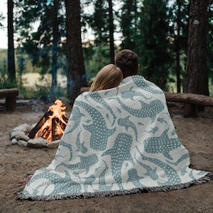 100 % bomullsvävd filt med valhaj, vävd filt för strandhus och kustdekor