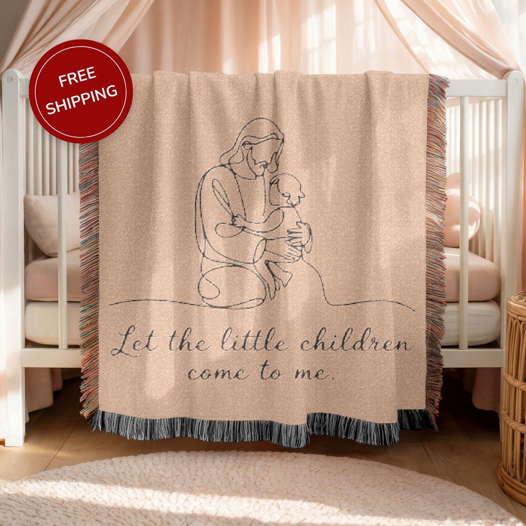 Bible Verse Woven Blanket Kids Baby Nursery Wall Hanging Christian Home ...