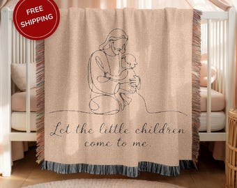 Manta tejida con versículo bíblico para niños, bebé, guardería, colgante de pared, decoración cristiana para el hogar, manta con escrituras